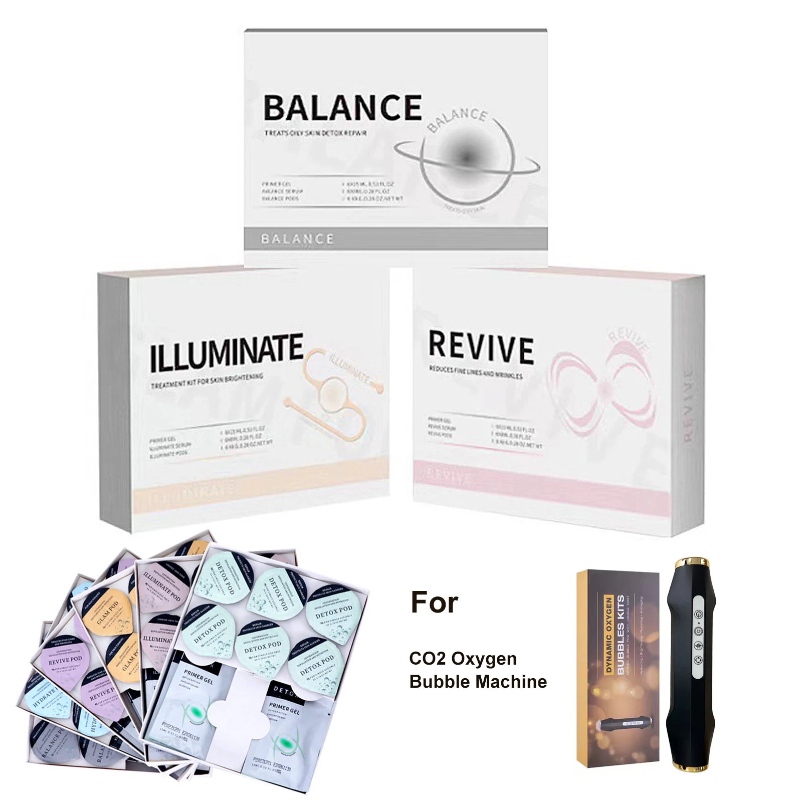 7 Types Oxygen Jet Spa Capsule Serum Gel Facial CO2 Oxygen Bubble Machine Facial Massage Exfoliate Rejuvenation Beauty Device