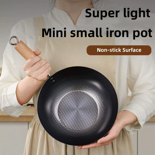 Handmade Iron Pot Frying Pan Wok Pan Uncoated Gas Stove Induction