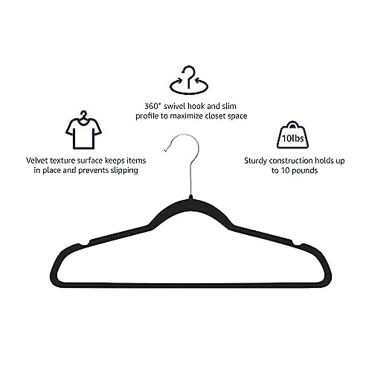 Slim Velvet, Non-Slip Suit Clothes Hangers Coat Hanger, Beige Silver Hook 5