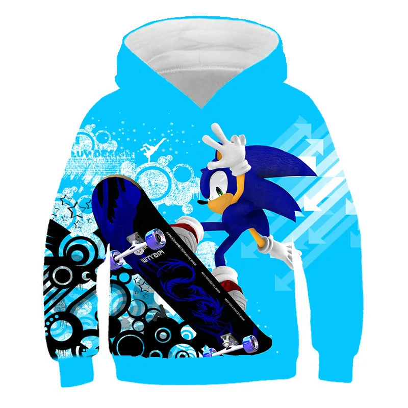 

Sonic The Hedgehog Printed Children's Clothing Trendy Casual Hooded Children's Cartoon Sweatshirt Cosplay Animation Peripherals