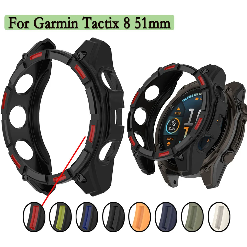 Watch Case For Garmin Tactix 8 51mm Soft and Flexible TPU Hollow Cover Watch Protection Shell For Garmin Tactix 8 51mm