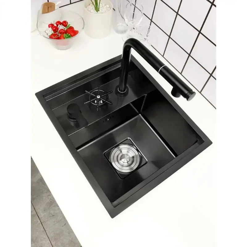 304 Stainless Steel Kitchen Sink Invisible Black Small Single Mini Hidden Kitchen Concealed Sink Bar