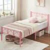 Platform Bed Frame with Headborad&Footboard,12.2 inches,No Box Spring Needed,Simple Assembly,Furniture(Pink,Twin) 3