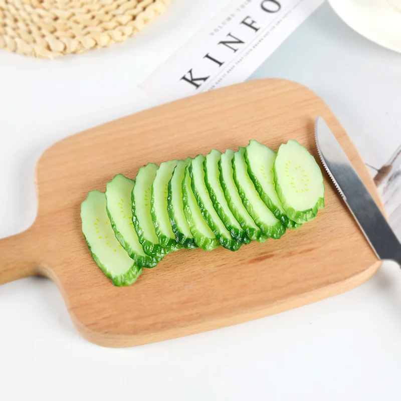 Simulation Cucumber Fake Vegetable Fruit Artificial Cucumber Slices Home Decoration Kitchen Photography Props Fake Food