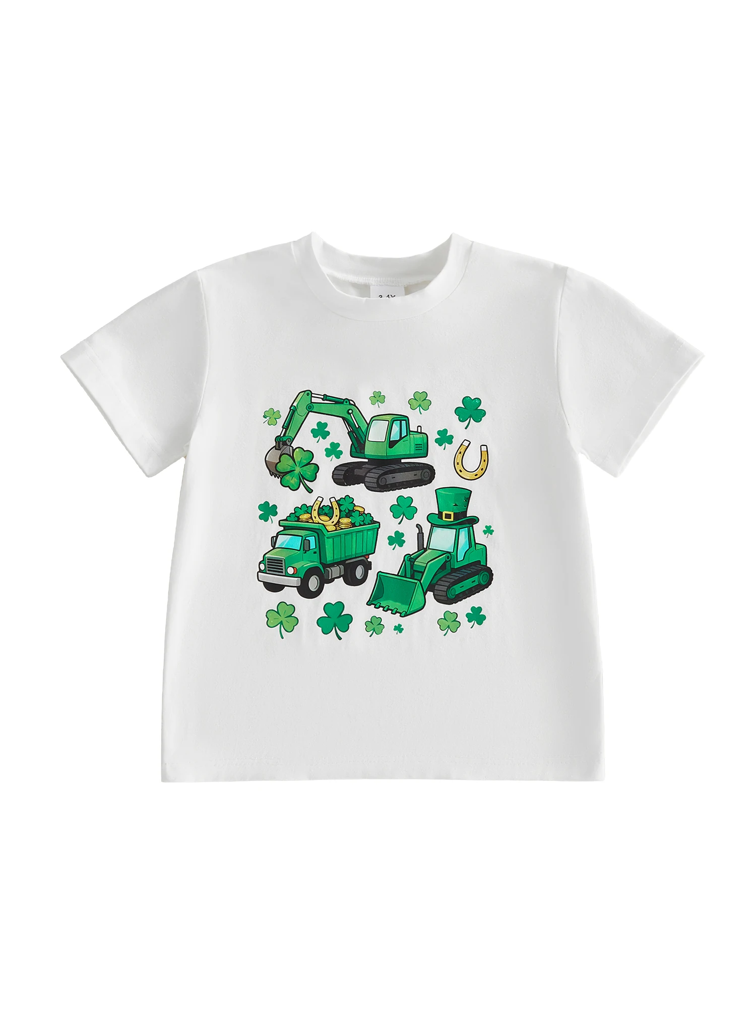 Irish Girl St Patrick s Day T-shirts Shamrock Bus Print Short Sleeve Round Neck Tops for Spring Summer Casual Wear