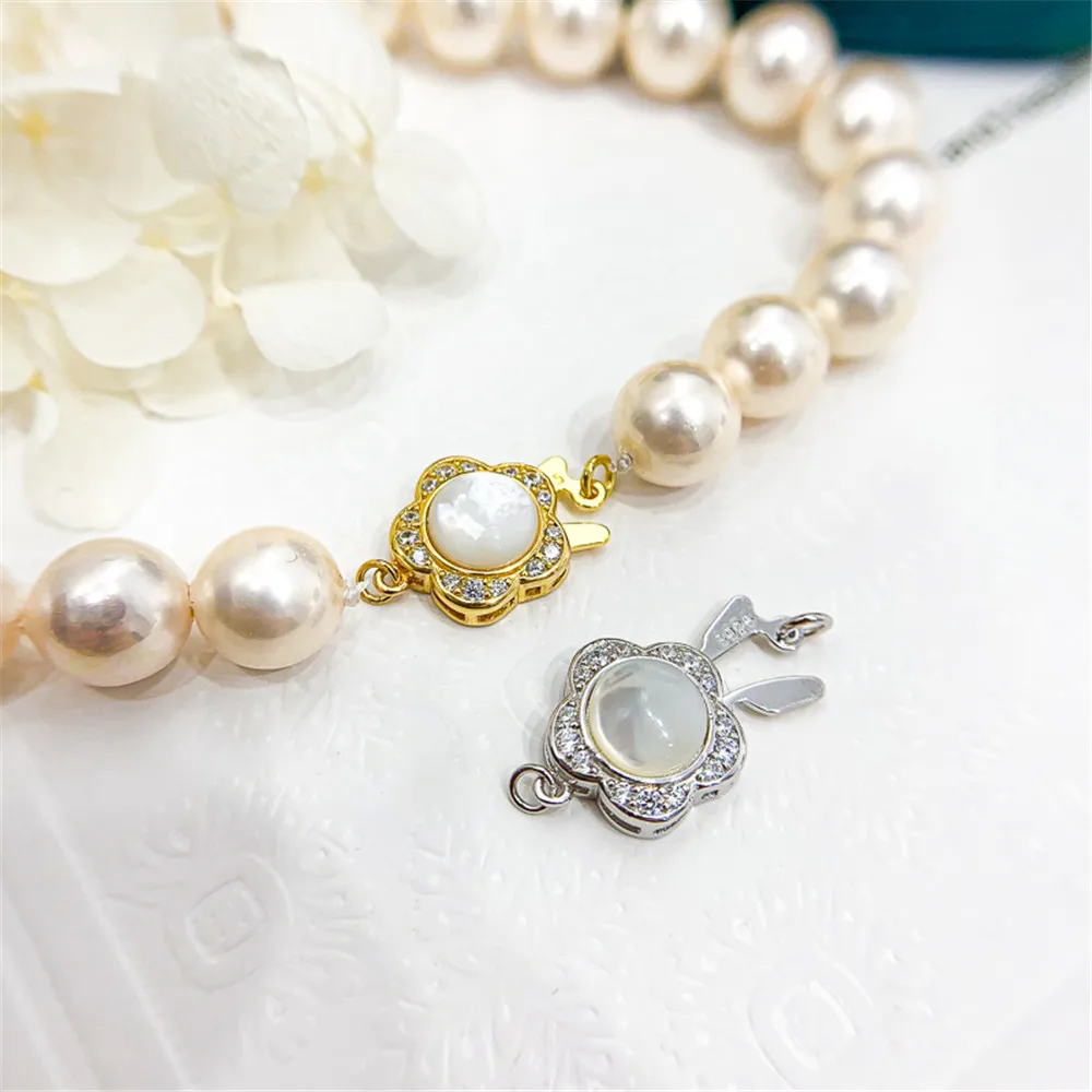 

S925 Sterling silver Pearl necklace ending buckle multi hanging flower shaped connection buckle diy first accessories