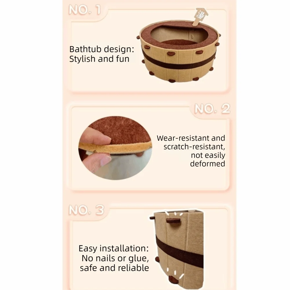 Funny Semi-Enclosed Bathtub Cat House Wear-resistant Comfortable Cat Bed Cave Barrel Shape Detachable Felt Cat Bed Sleeping
