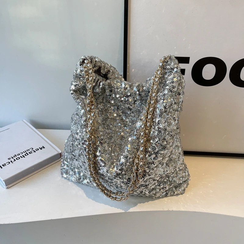 

Sequins Chains High Capacity Shoulder Bags Fashion Personality Hasp Tote 2024 The New Hot Sale Women's Bag Bolsas De Hombro