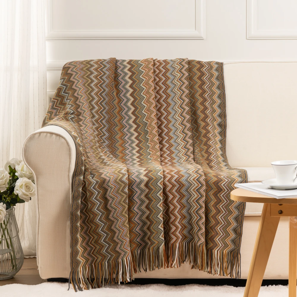 Blanket Bohemia Blanket Throw Blanket For Bed Knitted Blankets With Tassel Plaid Throws For Couch For Happy Nappers - 2
