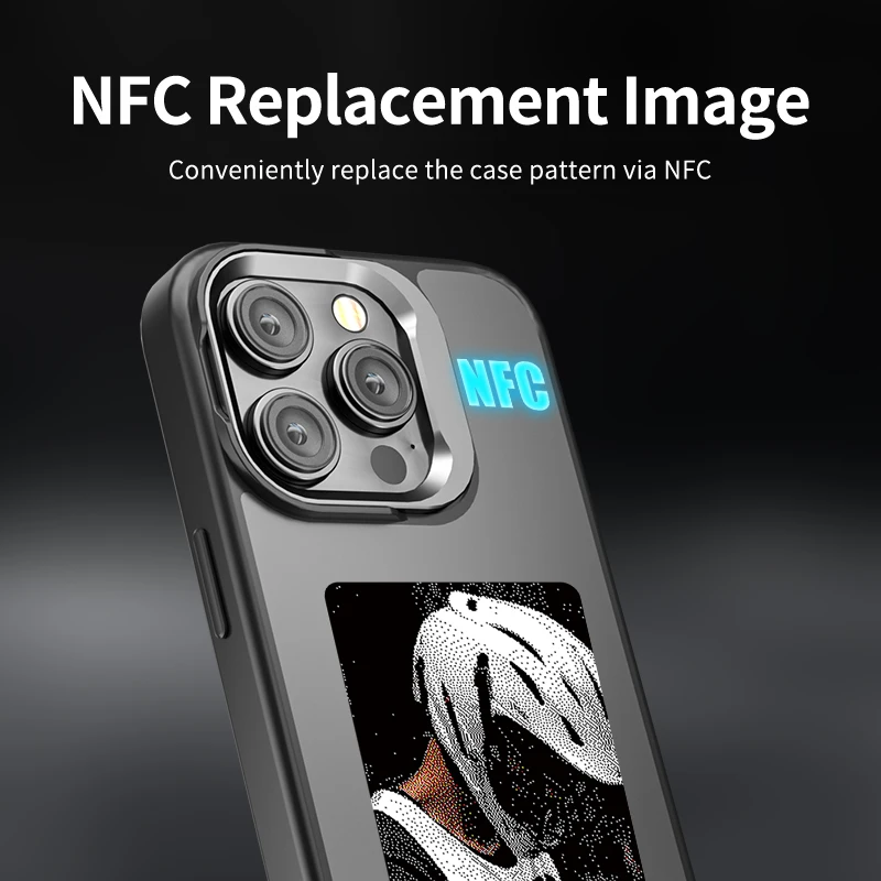 NFC Ink Screen Phone Case with Stand and Customizable Image Display