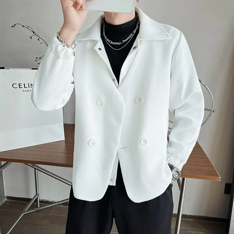 

Мужская двубортная куртка, деловая повседневная куртка из двух предметов, одежда для улицы, весна 2023