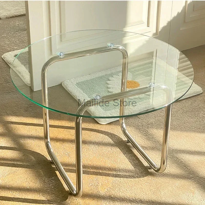 Nordic Glass Coffee Tables light luxury Living Room Furniture Modern Home Transparent Low Table Minimalist Round sofa Side Table