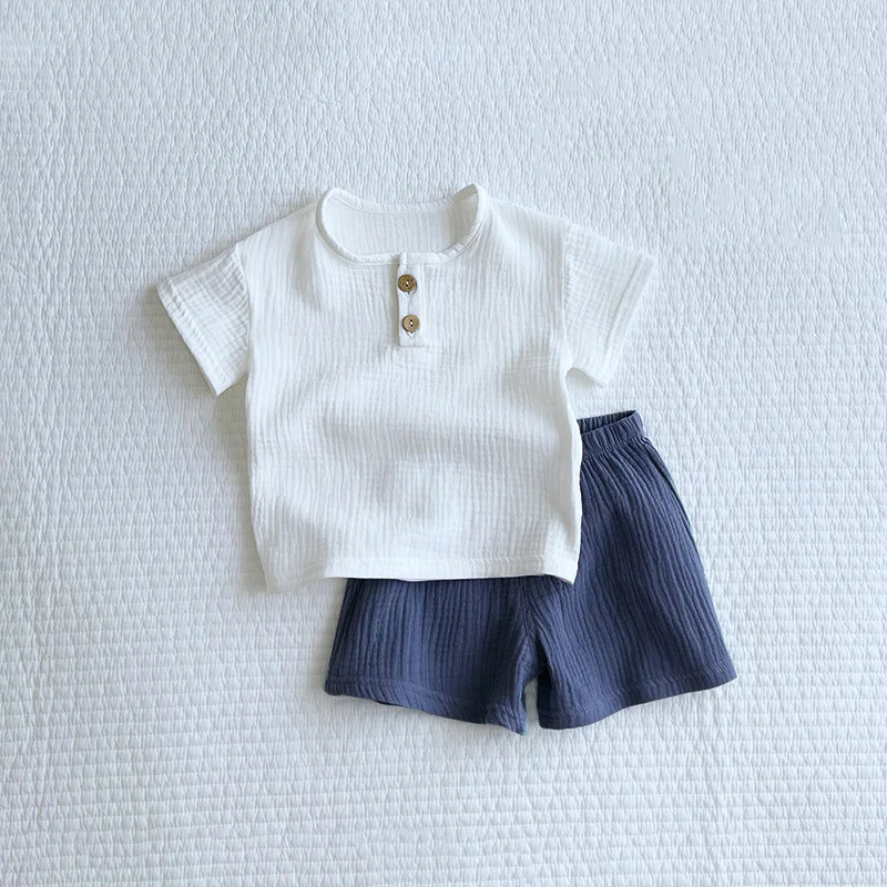 Baby Outfits Baby Boy Outfits Muslin Cotton Baby Boy Clothing Set Summer Children Clothing Short Sleeve Tops T-shirt + Shorts Kids Clothes