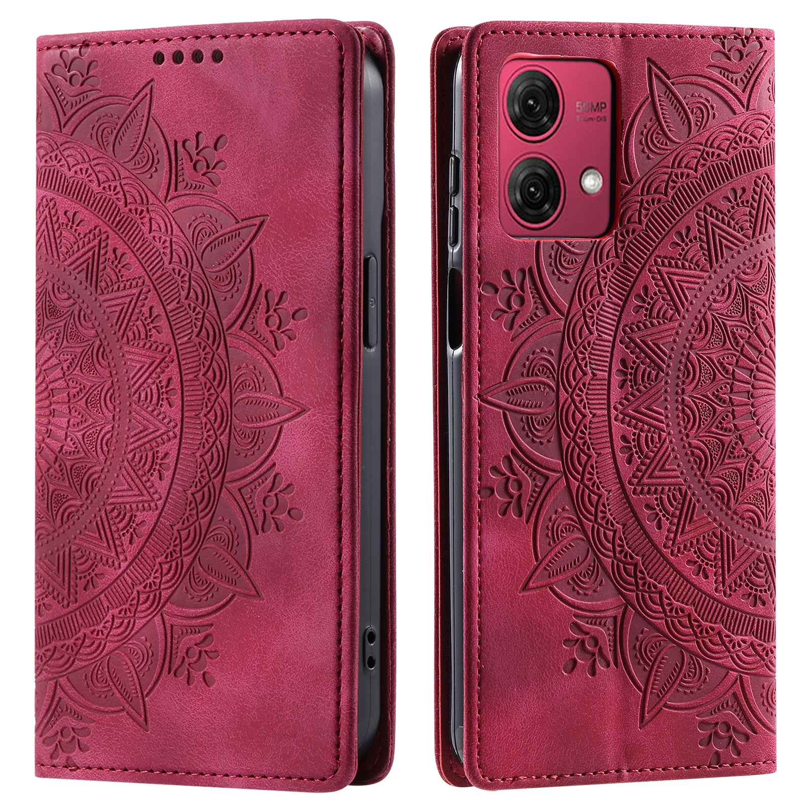 Embossed Floral Design Wallet Phone Case