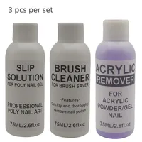 75ml 3 types Nail Liquid Set:Slip Solution  Brush Cleaner Acrylic Remover 1