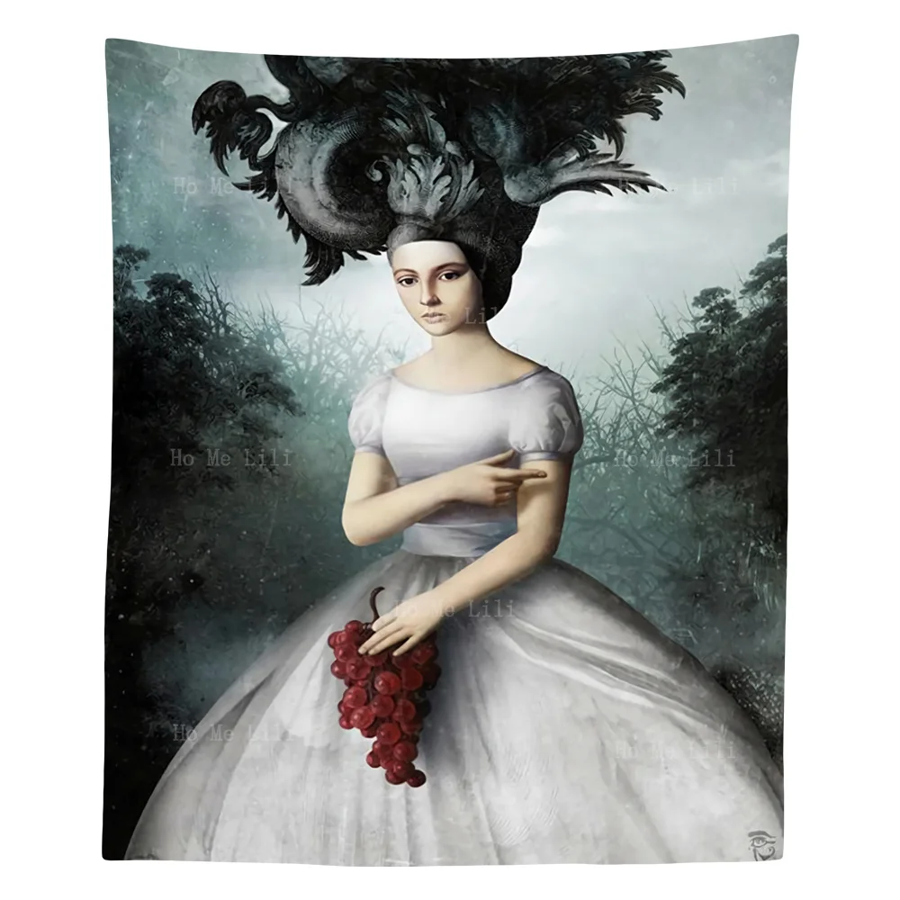 

Красавица-это прогулка в лесу с куском винограда в руке, украшение для комнаты, гобелен от Ho Me Lili
