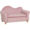Ergonomic Foam Kids Sofa with Inner Toy Storage Chest, Velvet Kids Couch with Soft Arms, Children's Lounge Furniture, Pink 6