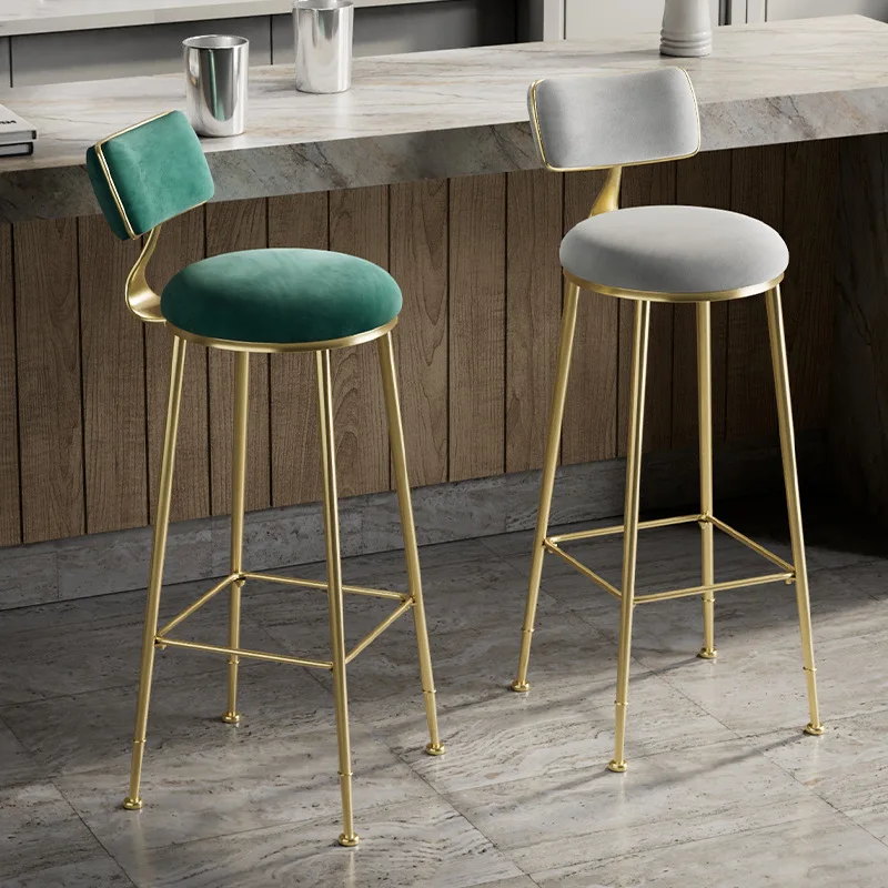 

Bar Chair Furniture Restaurant Home Kitchen Cheap High Counter Nordic Modern Metal Velvet Gold Luxury Bar Stools Chairs For Bar