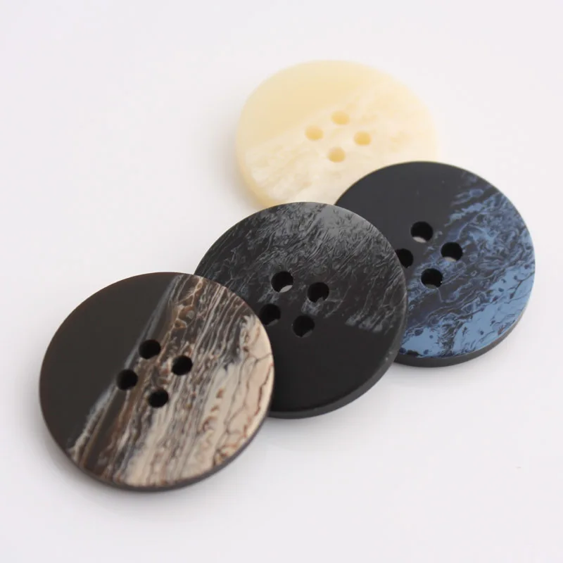 10pcs Retro Round Resin Buttons 4 Holes Black and White Buttons for Clothing Suit Coat Shirt Sewing Accessories 15mm-30mm 6