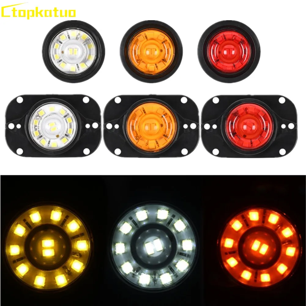Jaune/rouge/blanc 12LED feux latéraux de camion rond feu arrière de ...