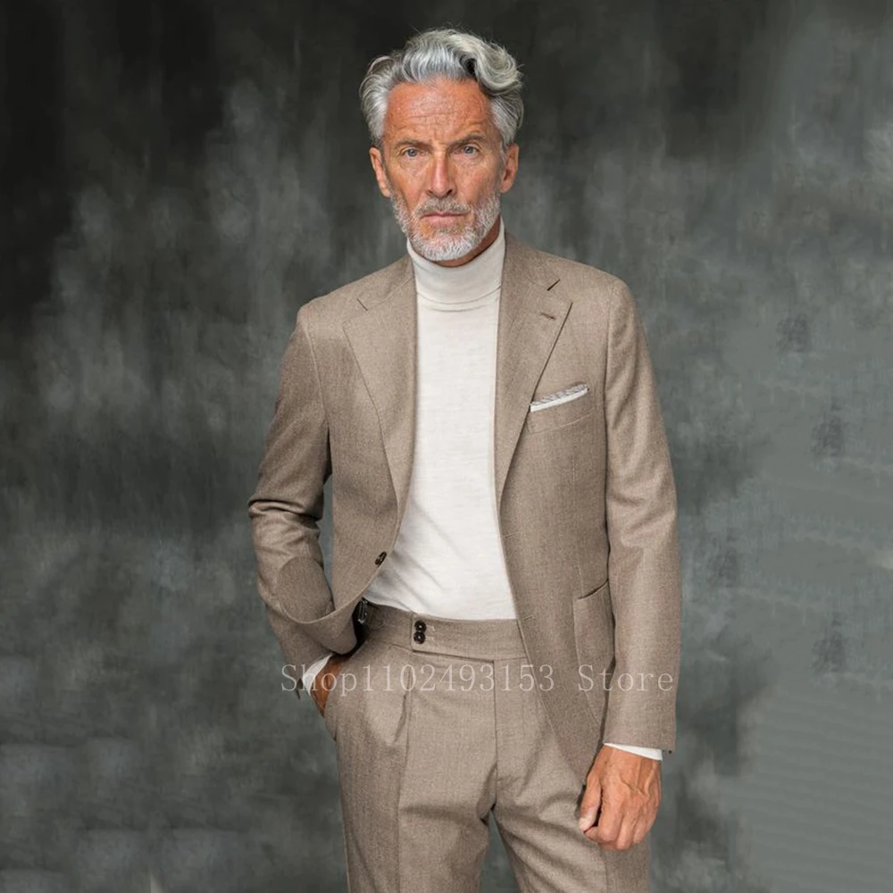 2023 Elegant Suits For Men Slim Fit Notched Lapel 2 Pieces Male Suits Groomsmen Bridegroom Wedding Tuxedo Costume Homme Mariage