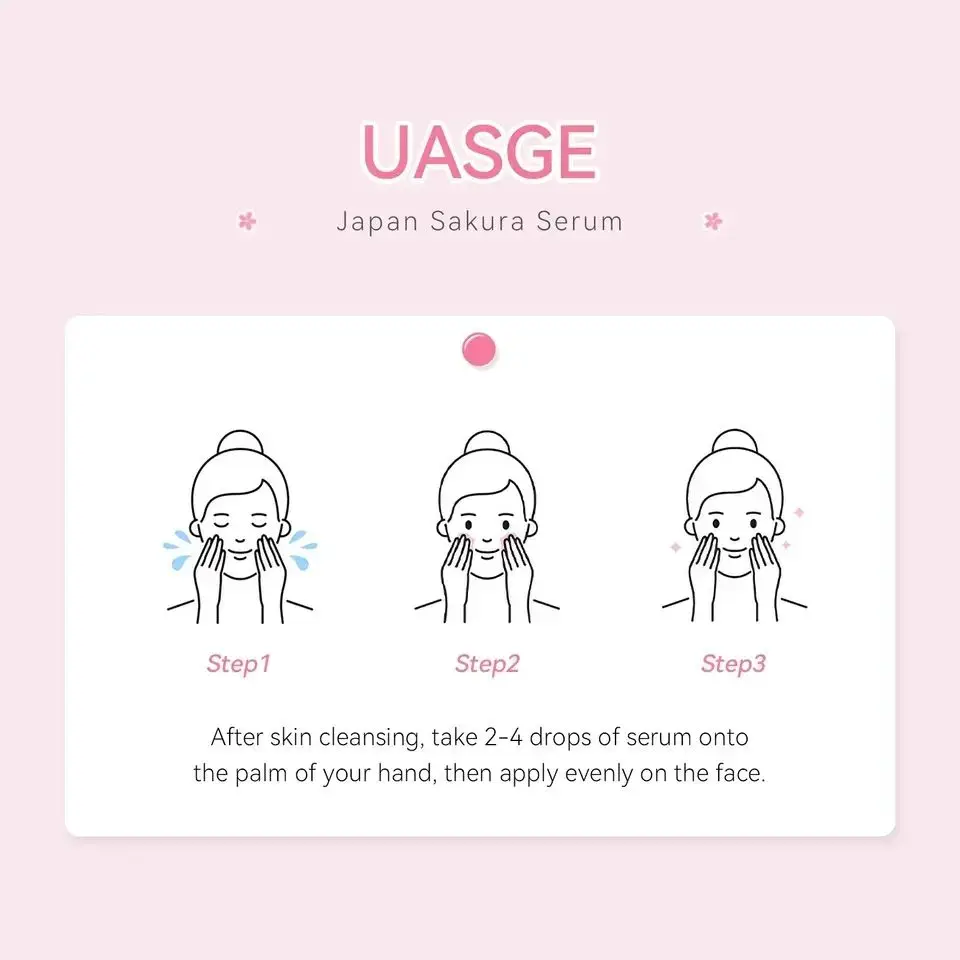 Sakura Whitening Face Serum Fade Fine Lines Anti Aging Tighten Pores Improve Melanin Pigment Dull Moisturizer Brighten Skin Care 6