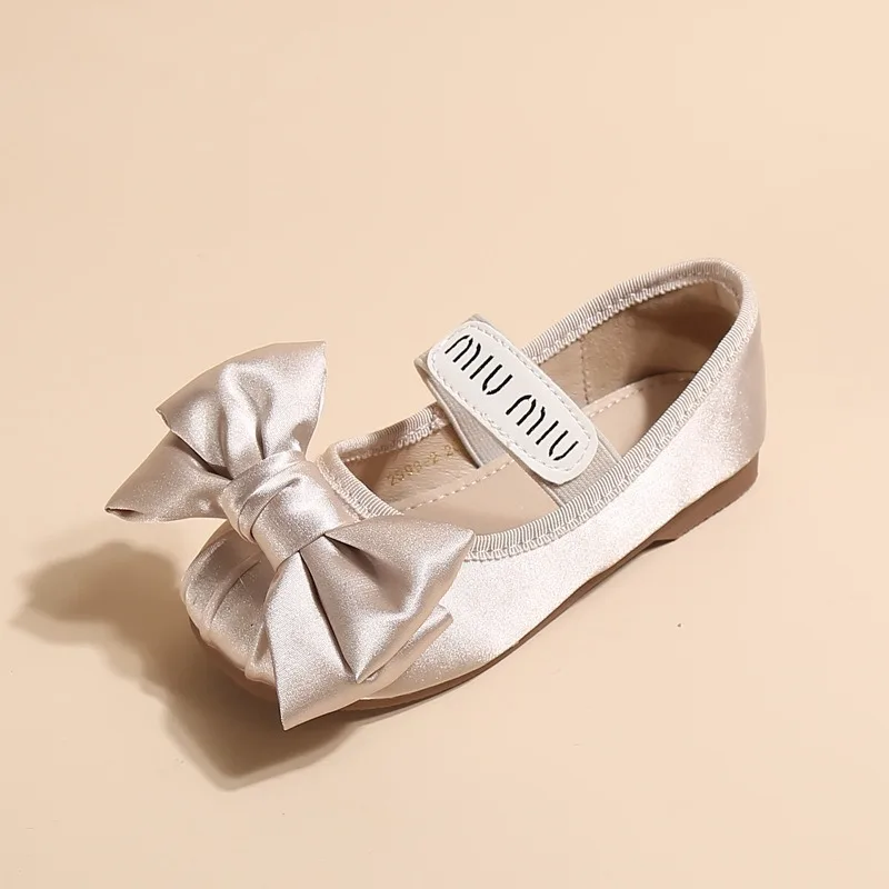 Mary Jane Shoes Girls Shoes Girls Flats Girls' Bowknot Shoes Autumn And Winter Kid's Silk Paris Dance Flats Children's Shoes