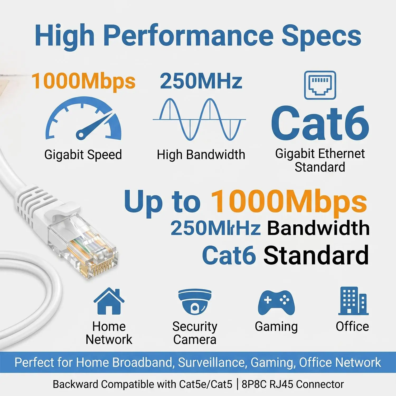 5M RJ45 CAT6A 이더넷 케이블 범용 네트워크 전송 난연성 RJ45 Cat6 40Gbps 1000MHz Lan 코드 라인