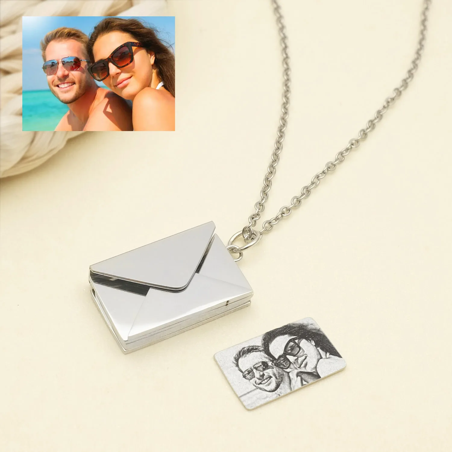 Personalised Love Letter Envelope Pendant Necklace Custom Necklace Envelope Locket Necklace Hidden Photo Mother\'s Day Gift