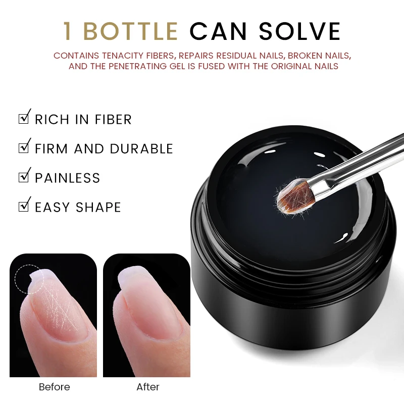 BORN PRETTY 30ml Fiber Glass Extension Nail Gel Repair for Broken Thicken Thin Nails Manicure Fiberglass Repaired Nails 4