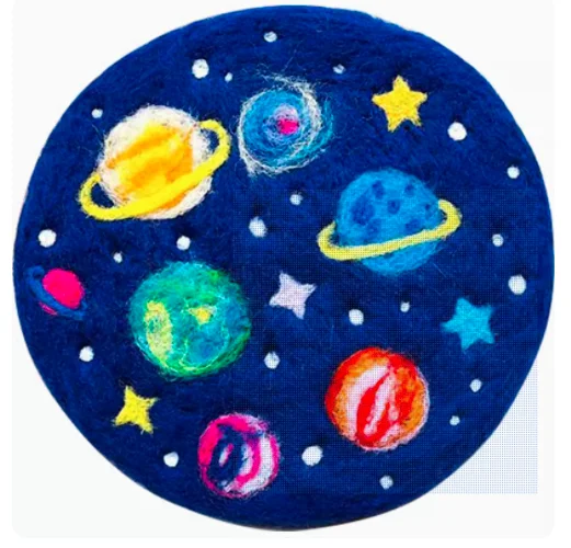 Space Planet coaster needlepoint kit wool felt needle felting decoration craft needlecraft DIY handmade