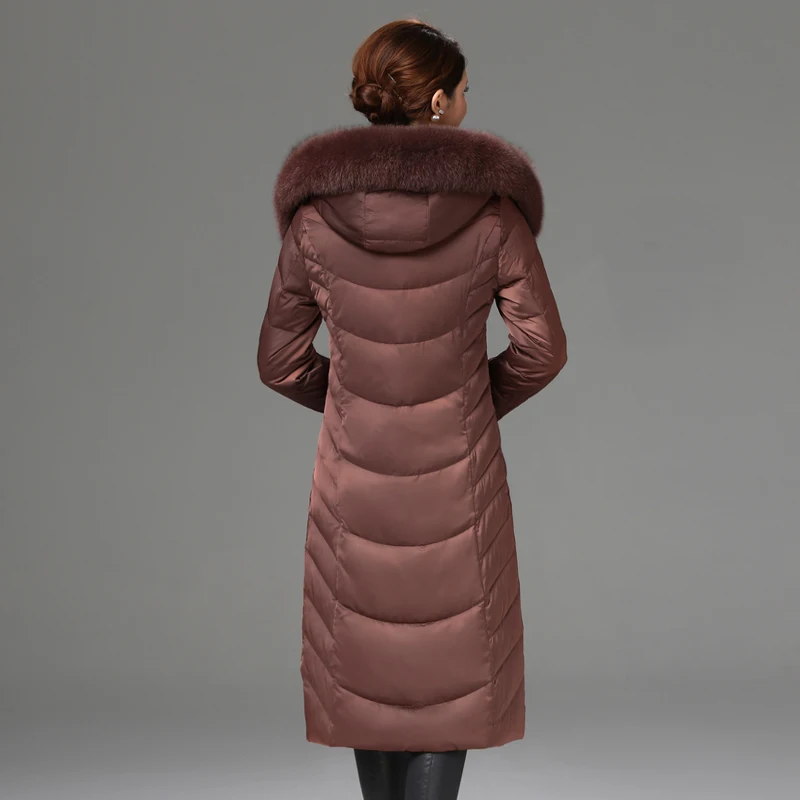 Shengyu Boya's New Middle-Aged and Elderly Slim-Fitting Knee-Length Mother's Wear down Jacket Women's Jacket Large Fur Collar Thickeneded Outwear