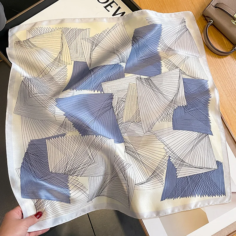 100% Pure Silk Square Scarf Women Dot Print Neckerchief Bandana