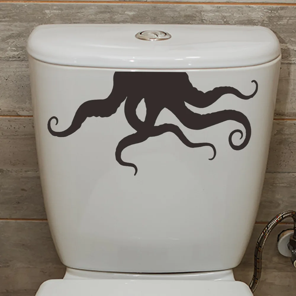 C17# Octopus Cartoon Cat Funny Expression Animal Toilet Bathroom Toilet Cover Sticker Wall Stickers Wc For Home Decoration vinyl stickers toilet stickers toilet wall stickers toilet seat stickers