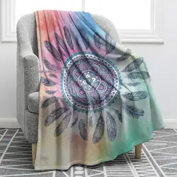 Mandala Boho Throw Blanket Feather Dreamcatcher Bohemian Print Blanket Soft Warm for Couch Sofa Bed