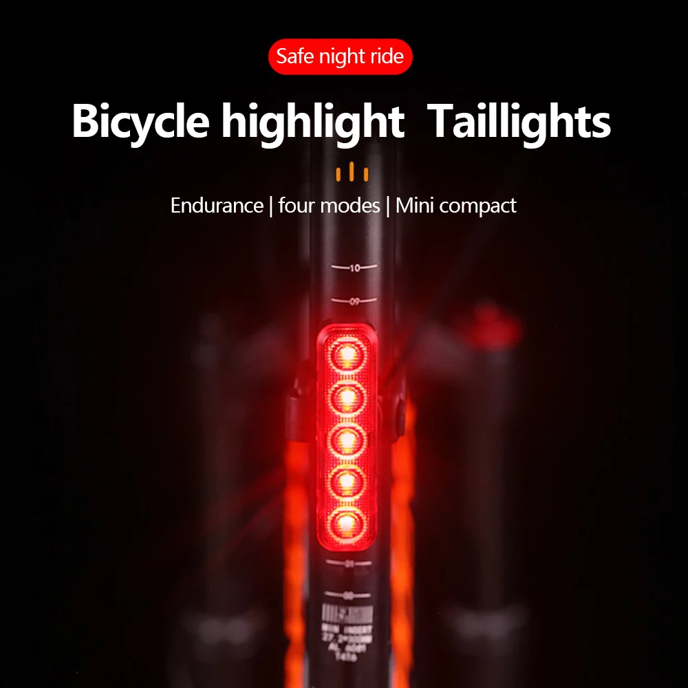 รูปสินค้า ไฟท้ายจักรยาน LED ชาร์จได้ Type-C ติดตั้งง่าย