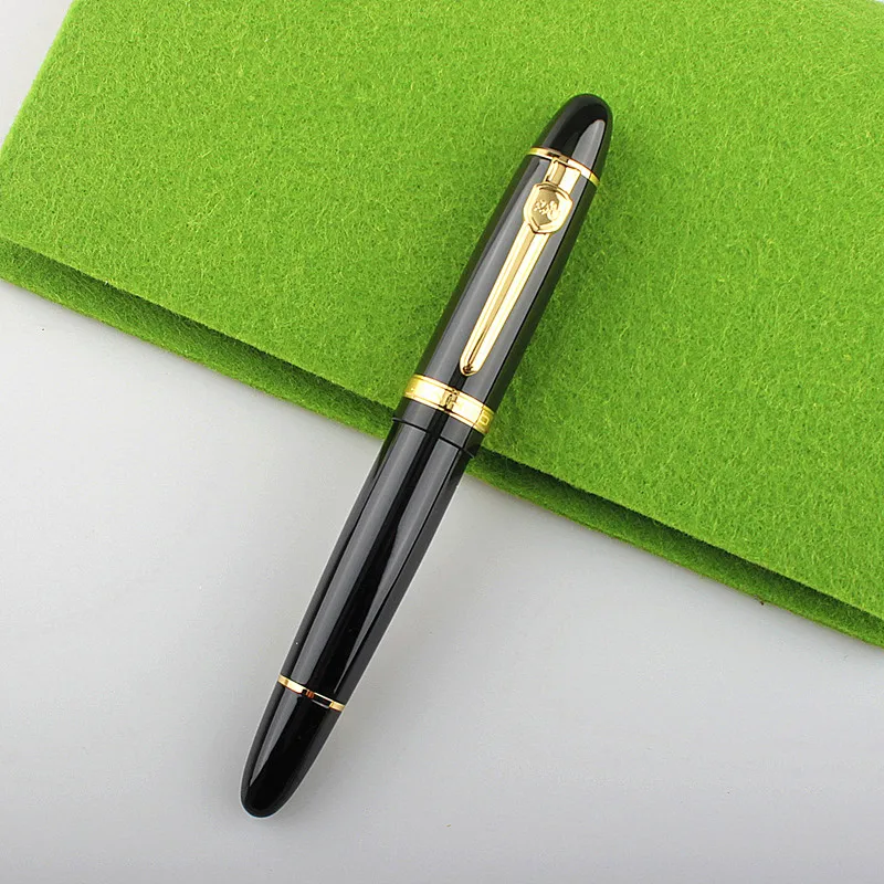 high quality newest Jinhao 159 Fountain Pen Black And gold M Nib Thick newest gold round buckle belts female hot leisure jean wild silver without pin metal buckle brown leather black strap belt women