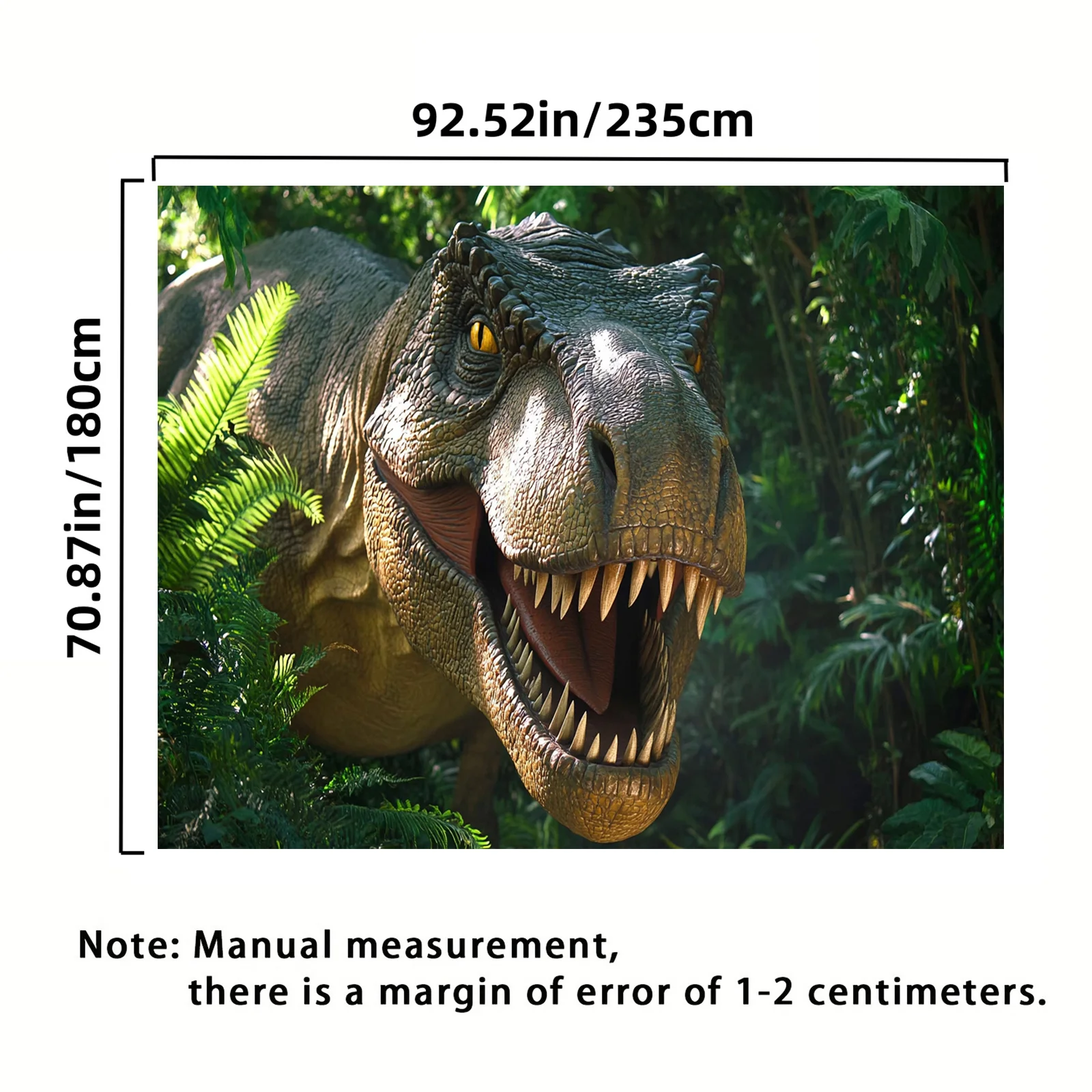 1-Dinosaurier-Hintergrundtuch aus Polyester – Dschungel-Design, geeignet für alle Arten von Partys, langlebiges Event-Banner – Detail 4