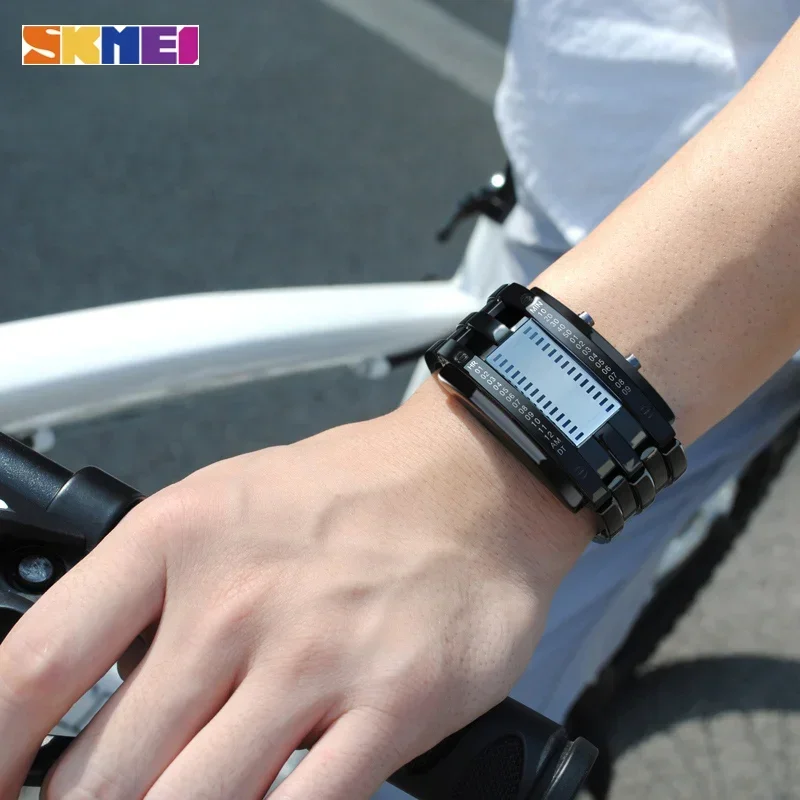 Skmei  Couple Stainless Steel Strap LED Display Watches 5Bar Waterproof Digital Watch Reloj Hombre For Creative Sport 0926 3