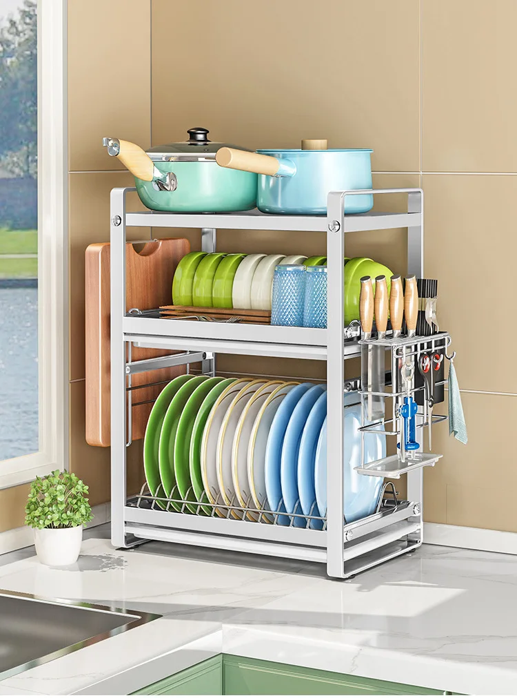 AOLIVIYA Kitchen Sink Rack Corner Drain Tableware Storage Countertop Corner  Tableware Organizer Dishes Storage Rack Cupboard