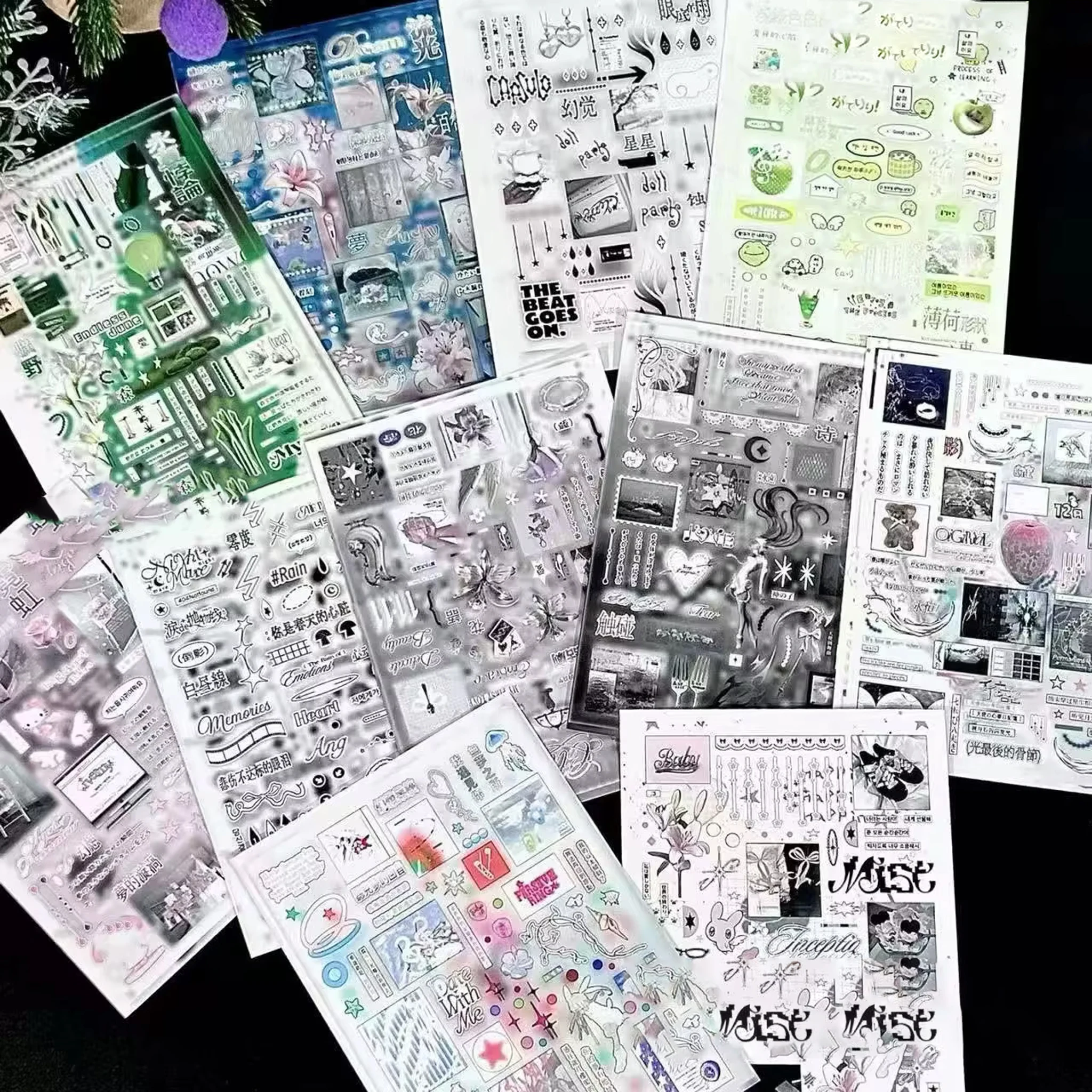 인스 펭우미안 코딩 스티커북은 크고 두꺼운 소녀풍 하트 학생 DIY 장식 풍경 재료 선물 추천입니다.