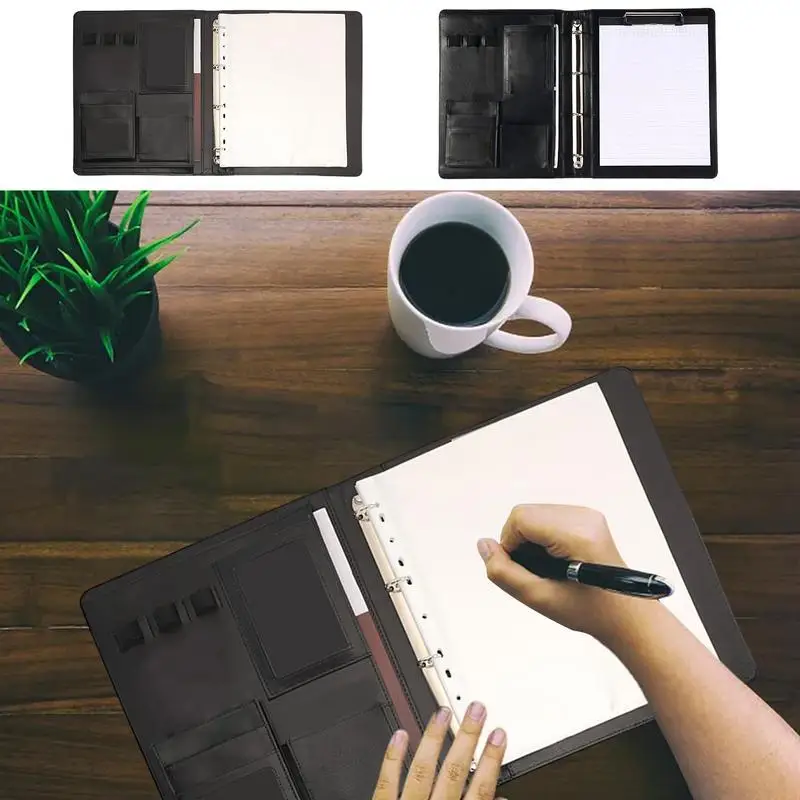 카드홀더 모조 가죽 다용도 비즈니스 바인더, A4 문서 바인더, 패밀리 파일 폴리오
