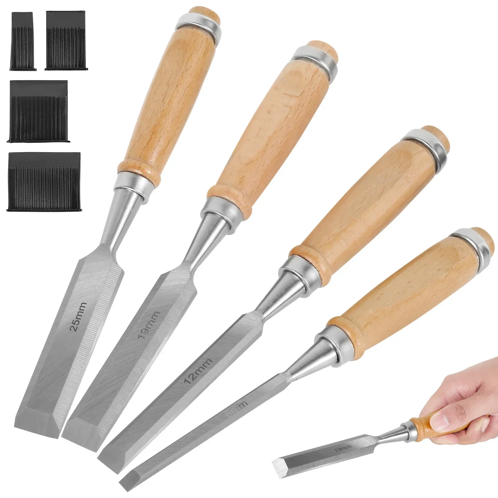 

Set 4/12pcs Steel Chrome-vanadium Carpentry Wood Woodworking Sharp Chisels Carving Tools Ergonomic for