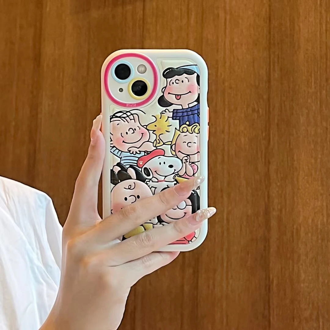 Snoopy 3D Leather Cartoon Best Friend Phone Case for iPhone