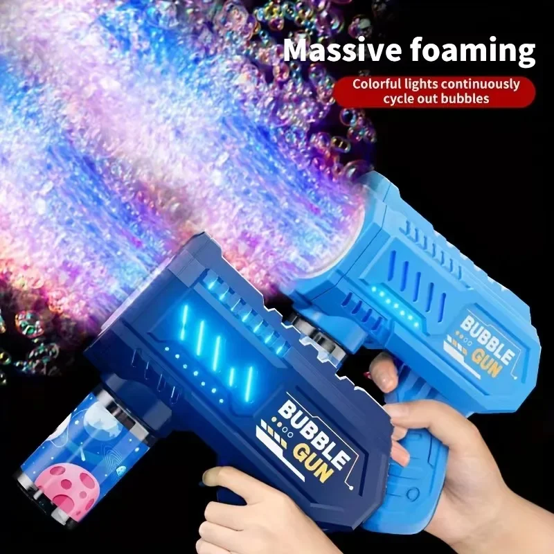 Fully Automatic Bubble Gun Rocket Bubbles Machine Automatic Blower with Bubble Liquid Toy for Kids Beach Outdoor Bubble Kid Gift