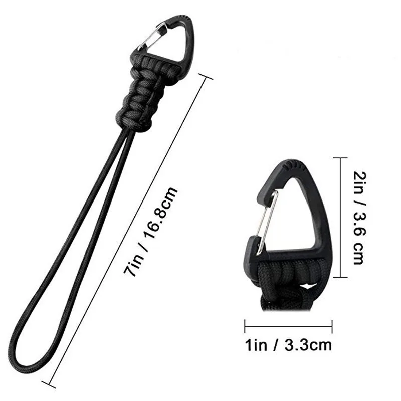 Umbrella rope keychain outdoor braided nylon lanyard metal triangle buckle high strength mountaineering buckle anti-lost hook