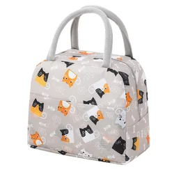 Vibrant Insulated Lunch & Storage Bag with Thickened Aluminum Foil Lining (Light Coffee Cat)