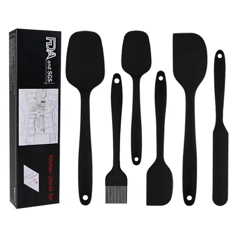 10sets 6PCS/set Kitchen Baking Cream Spatula Silicone Six Piece Set Baking Scraper Silicone Brush Set Small Scraper