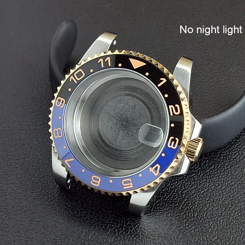 40MM Sapphire Glass GMT Bidirectional Rotation Watch Case with Accessories