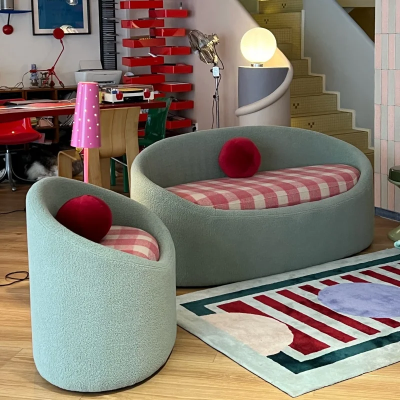 Crush cups in the antique style cute lamb's wool soft package contrasting lazy storage small household sofa 8